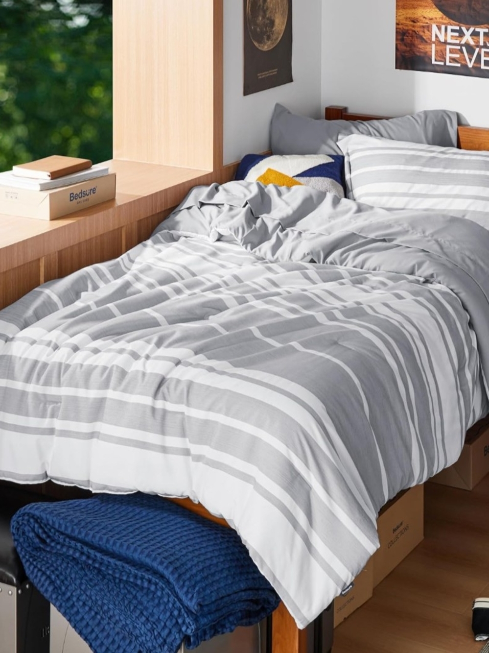 Gray & White Striped Comforter Set